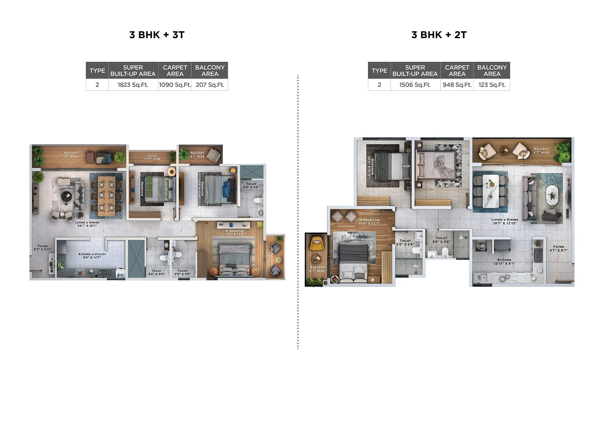 2 BHK floor plan
